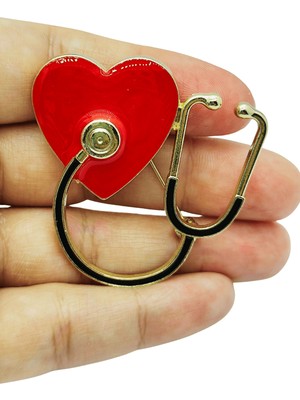 BB Bi Butik Shop Kalp ve Stetoskop Figürlü Tasarım Broş – Sağlık Temalı Şık Yaka Iğnesi