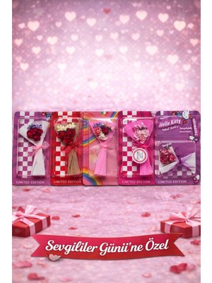 ( 5 Adet )Sevgililer Günü’ne Özel Mini Buket Love Flowers Temalı Romantik Hediye ( Aynalı )