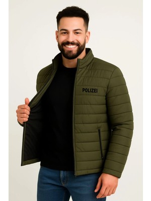 Beta Moda Hub Erkek Mikro Su Itici Kapitone Baskılı Astarlı Fermuarlı Bomber Mont - Haki