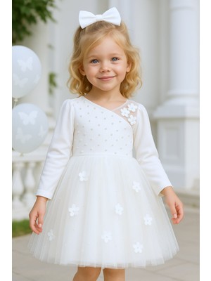 Treemass Kız Çocuk Kadife ve Tülden Elbise Zarif Tasarımıyla Özel Günler Için Ideal