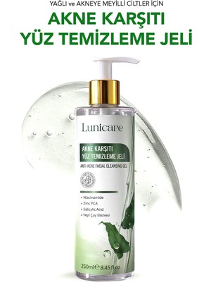 Lunicare Akne Karşıtı Yüz Temizleme Jeli 250 ml Salisilik Asit İçerikli Yağlı ve Akne Eğilimli Ciltler İçin