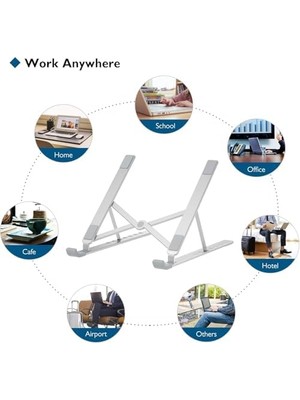 Brf Metal Laptop Tablet iPad Dizüstü Bilgisayar Standı 7-17.3 Inç Tüm Cihazlar Için 7 Seviye Yükseklik Ayarı Taşınabilir Kaymaz Laptop Yükseltici Havalandırmalı Soğutma Katlanabilir Masaüstü Standı