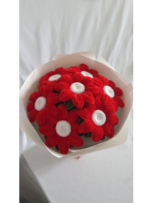 Badem Hediyecilik El Yapımı Şönil Papatya Çiçek Buketi –  Sevgililer Günü Için Ideal