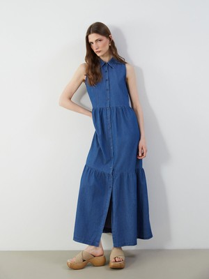 Lc Waikiki Yeni Sezon Gömlek Yaka Jean Elbise