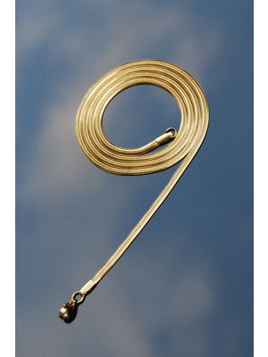 Normadia Şık Çelik Yassı Yılan Kolye 3mm Altın Renk, Unisex, 2 Yıl Garantili