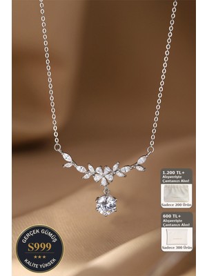 Normadia 999 Saf Gümüş Wisteria Çiçekli Moissanit Kolye, Zarif ve Şık Takı