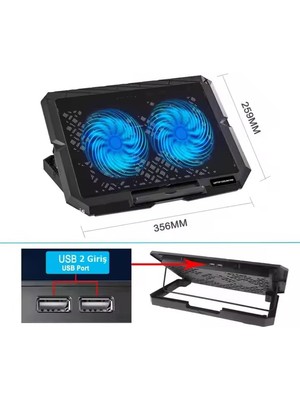 Brf HDX4253 Notebook Soğutucu Ledli Çift Fanlı Telefon Standlı