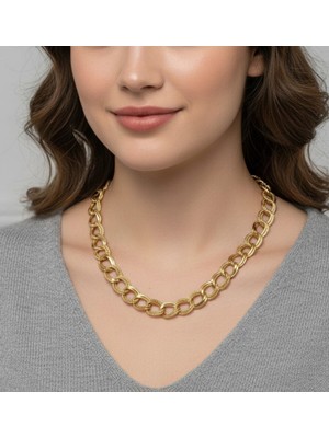 Normadia Şık 12MM Altın Renk Çelik Italyan Samanyolu Kolye, Kadınlara Özel