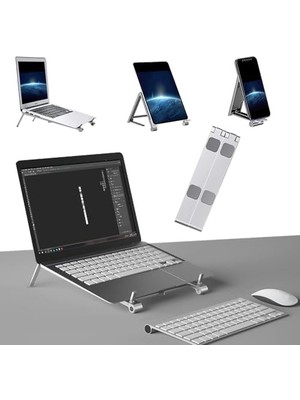 Brf Ayarlanabilir Yüksek Kalite Metal Laptop Dizüstü Stand, Katlanabilir Taşınabilir Laptop, Tablet Telefon Yükseltici Standı Tutucusu, ipad Uyumlu,  Uyumlu