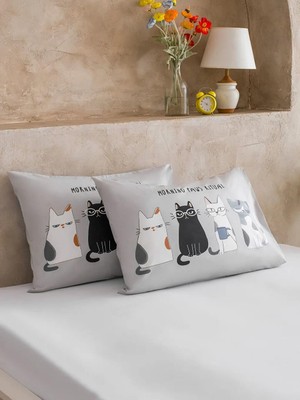 LC Waikiki Karışık Kedi Baskılı Pamuklu Yastık Kılıfı 2 Li 50X70 cm  (S6)