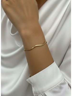 Normadia Şık Gold Renk Asimetrik Bileklik, Tarzınızı Tamamlayan Takı