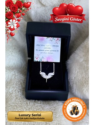 Normadia Işıklı Kanatlı Gümüş Kaplama Sevgililer Günü Kolyesi