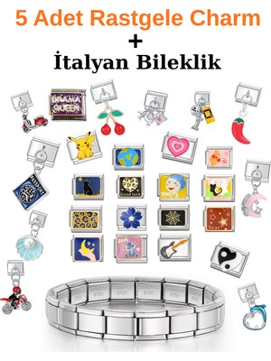 Normadia 5 Adet Charm, Italyan Bileklik ve Sürpriz Hediye Seti