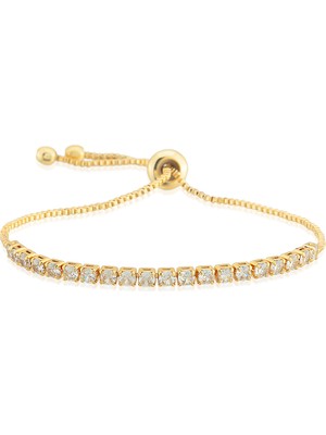 Normadia Ayarlanabilir Gümüş Kaplama Zirkon Taşlı Su Yolu Bileklik