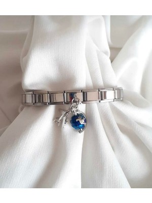 Normadia Çelik Dünya ve Uçak Temalı Seyahat Tutkunu Charm Bileklik