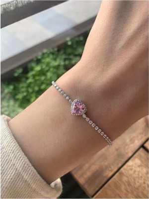 Normadia Pembe Kalp Çelik Bileklik, Sevgi Dolu Hediye, 14 Şubat ve Doğum Günü Için