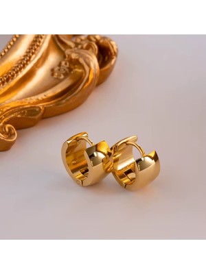 Normadia Şık Çelik Unisex Minimal Halka Küpe Hediye Kutusunda