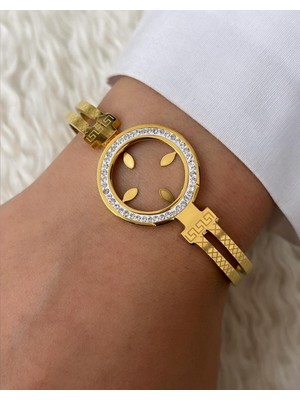 Normadia Çelik Gold Zarif Faturalı Çeyreklik Bileklik, Şık ve Dayanıklı Takı