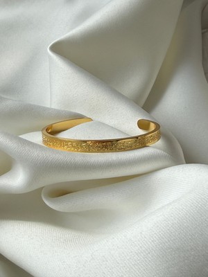 Normadia Şık Çelik Bileklik, Gold Renkli, Ayetel Kürsi Tasarımı, Zarif ve Dayanıklı