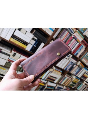 Mahfuz Crazy Gerçek Deri Tamamen El Emeği Özel Kalemleriniz Için Kalemlik Kalemkutu (8*18CM ) NLU275