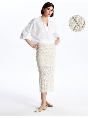 Lc Waikiki Yeni Sezon Beli Lastikli Kendinden Desenli Kadın Triko Etek