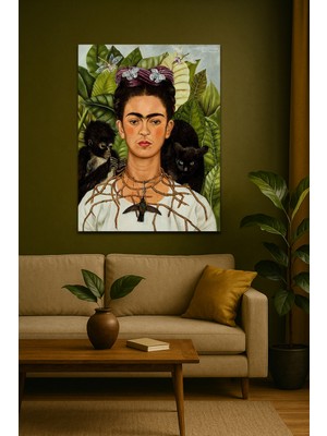 Artease Frida Kahlo Dikenli Kolye ve Sinekkuşu (1940) Kanvas Tablo