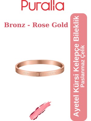 Normadia Ayetel Kürsi Temalı Paslanmaz Çelik Kelepçe Bileklik Rose Gold
