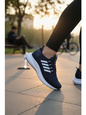 Enoch Ortopedik Ultra Hafif Şeritli Fileli Çoraplı Sneaker Spor Ayakkabı