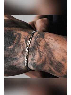 Normadia Erkek Gümüş Figaro Çelik Bileklik, Şık ve Dayanıklı Tasarım