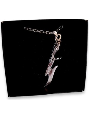 Normadia Krom Şimşek Kılıcı Çelik Kolye, Şık ve Dayanıklı Tasarım