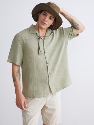 Lc Waikiki Yeni Sezon Regular Fit Kısa Kollu Müslin Erkek Gömlek