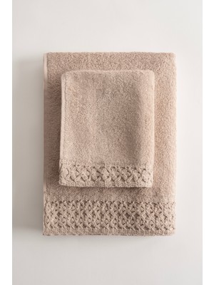 Cadeluz Lugo Pima Pamuk Bej Havlu Seti