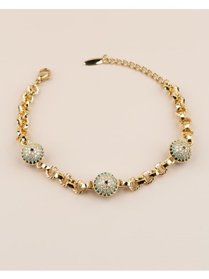 Normadia Şık Gömme Taşlı Nazar Boncuklu Xuping Bileklik