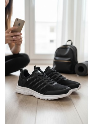 Enoch Ortopedik Üç Bant Detaylı Fileli Sportif Ayakkabı