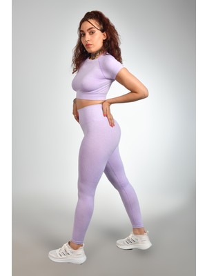 gymphoenix Milano Lila Kısa Kol Tayt Takım