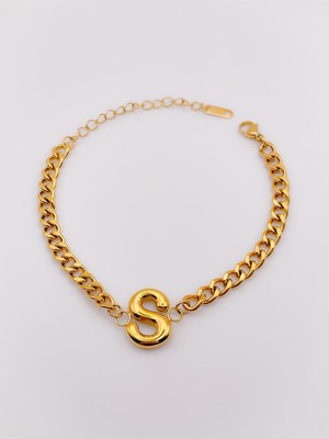 Normadia Şık Çelik Bombeli S Harfli Kalın Zincir Bileklik