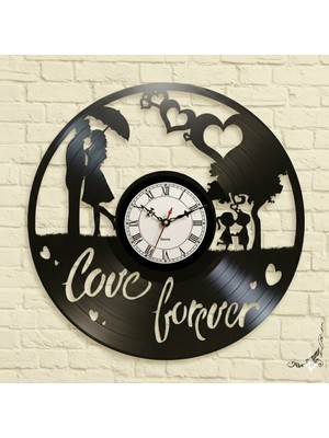 Craftverse "love Forever" Yazılı Çift Silüetli Plak Saat - Sevgililer Günü Hediyesi