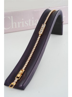 Normadia Kadın Çelik Bileklik, Zirkon Taşlı, Su Yolu Tasarımı, 17+3cm Uzunluk