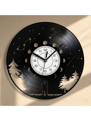 Craftverse Yıldız Haritası Detaylı Retro Plak Saat - Sevgililer Günü Hediyesi