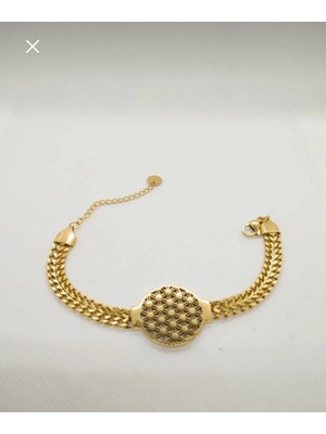 Normadia Doğal Hasır Çiçek Desenli Çelik Bileklik, Şık ve Hafif Takı