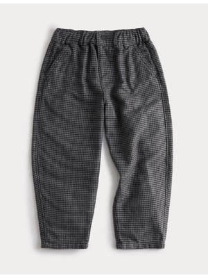Marks & Spencer Saf Pamuklu Kare Desenli Pantolon (2-8 Yaş)