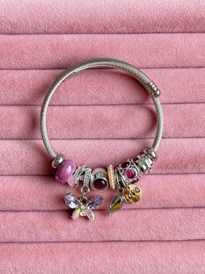 Normadia Şık Çelik Kelebek Charm Bileklik, Zarif ve Modern Tasarım