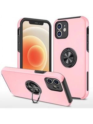 Alem Iphone 12 Kılıf Elit Yüzüklü Kapak - Pembe
