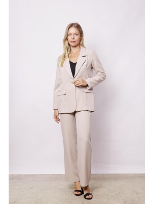 Jument Kadın Yüksek Bel Pileli Yan Cepli Palazzo Pantolon 40094 Taş