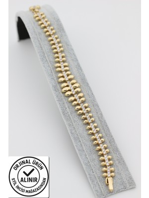 Normadia Şık 14 Ayar Altın Kaplama Kelebek Motifli Zirkon Taşlı Bileklik