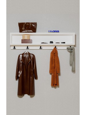 Duvar Portmanto Askılığı – Elbise & Mont & Kıyafet Askısı, Beyaz 80 cm