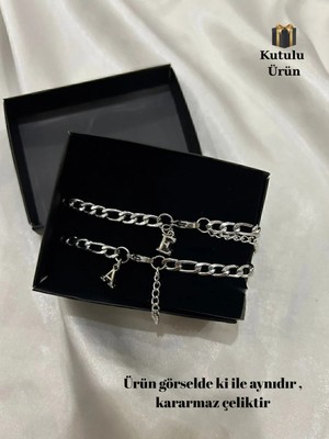 Normadia Sevgililer Günü Özel Çelik 2'li Harfli Bileklik Seti