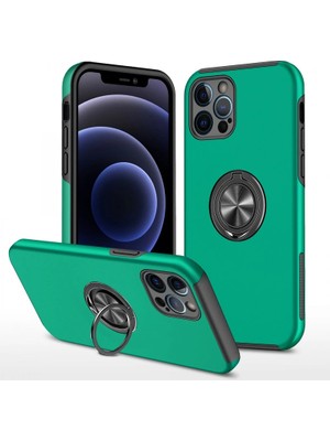 Alem Iphone 12 Pro Max Kılıf Elit Yüzüklü Kapak - Yeşil