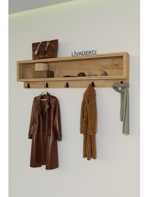 Duvar Portmanto Askılığı – Elbise & Mont & Kıyafet Askısı, Safir Meşe 80 cm