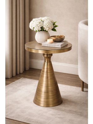 Valda Home ATLAS – Fırçalanmış Altın eskitme Metal Yan Sehpa